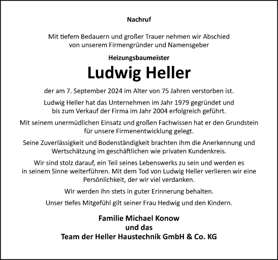 Traueranzeige von Ludwig Heller von Neue Osnabrücker Zeitung GmbH & Co. KG