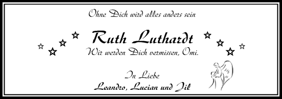 Traueranzeige von Ruth Luthardt von DK Medien GmbH & Co. KG