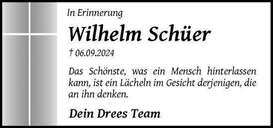 Traueranzeige von Wilhelm Schüer von Neue Osnabrücker Zeitung GmbH & Co. KG