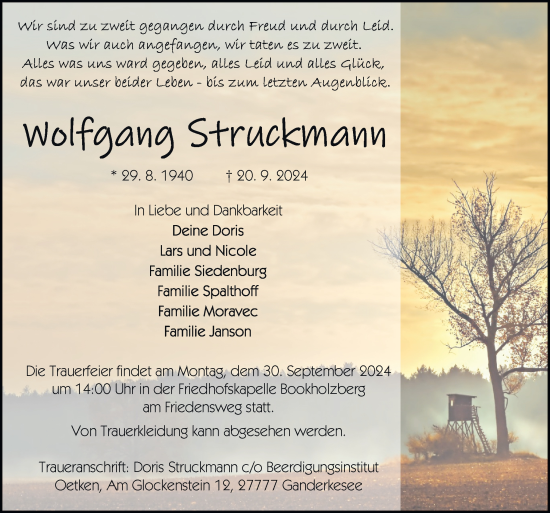 Traueranzeige von Wolfgang Struckmann von DK Medien GmbH & Co. KG