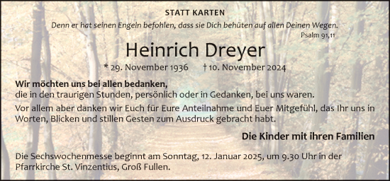Traueranzeige von Heinrich Dreyer von Neue Osnabrücker Zeitung GmbH & Co. KG