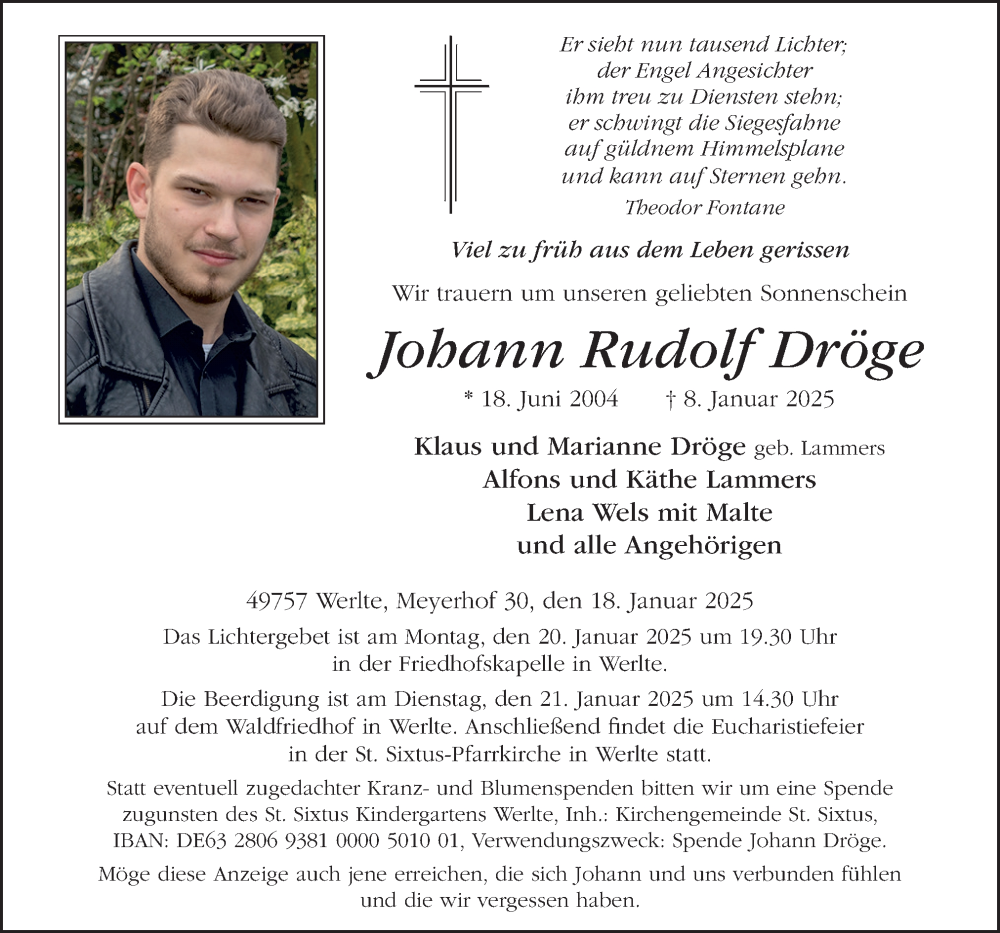  Traueranzeige für Johann Rudolf Dröge vom 18.01.2025 aus Neue Osnabrücker Zeitung GmbH & Co. KG