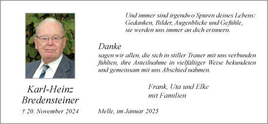 Traueranzeige von Karl-Heinz Bredensteiner von Neue Osnabrücker Zeitung GmbH & Co. KG