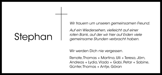 Traueranzeige von Stephan  von Neue Osnabrücker Zeitung GmbH & Co. KG