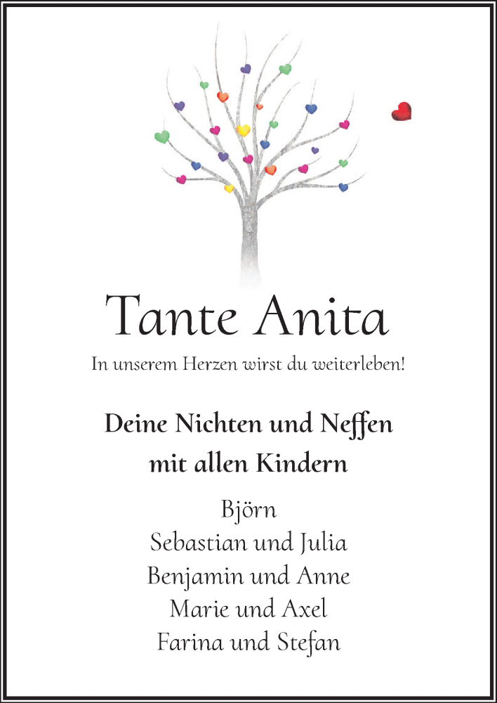  Traueranzeige für Anita Fastje vom 22.10.2025 aus DK Medien GmbH & Co. KG