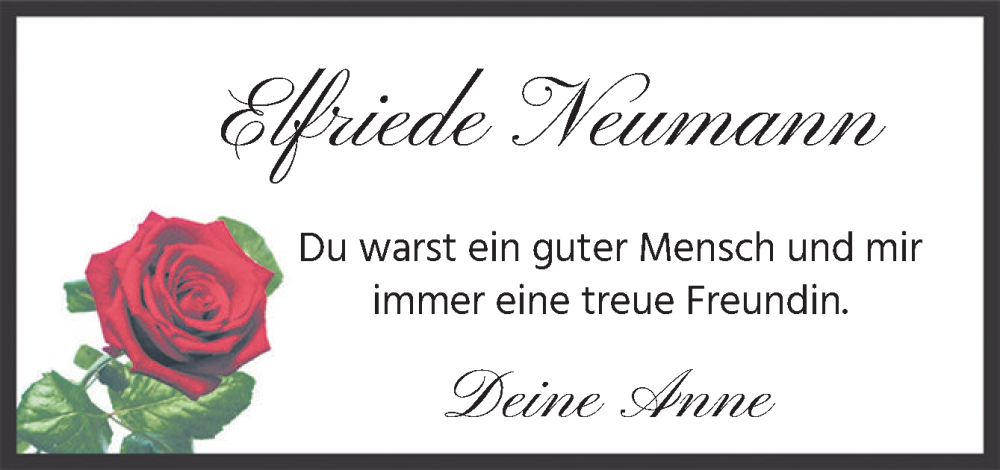  Traueranzeige für Elfriede Neumann vom 18.10.2025 aus DK Medien GmbH & Co. KG