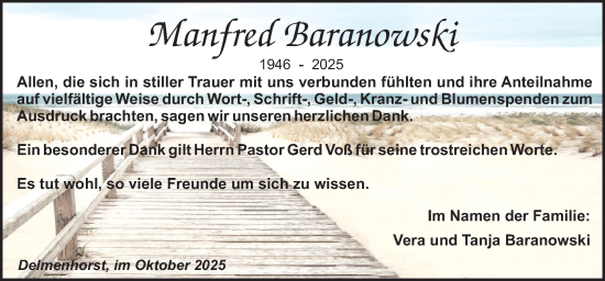 Traueranzeige von Manfred Baranowski von DK Medien GmbH & Co. KG