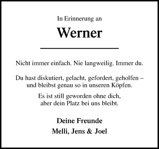 Traueranzeige von Werner  von DK Medien GmbH & Co. KG