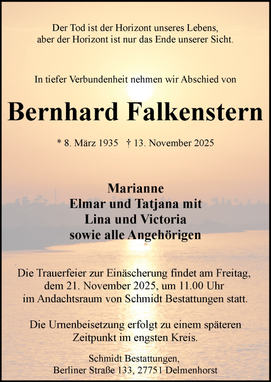 Traueranzeige von Bernhard Falkenstern von DK Medien GmbH & Co. KG