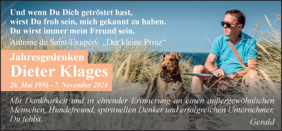 Traueranzeige von Dieter Klages von Neue Osnabrücker Zeitung GmbH & Co. KG