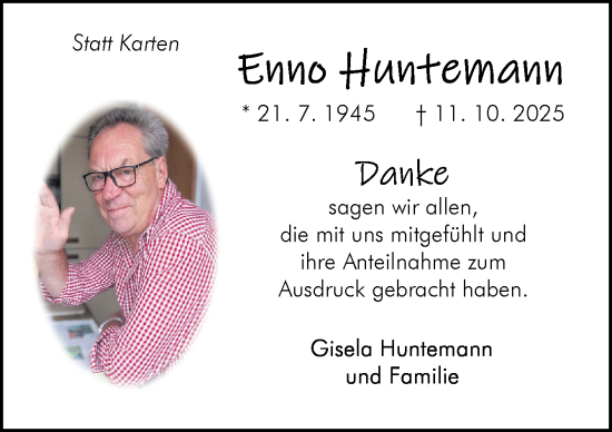Traueranzeige von Eno Huntemann von DK Medien GmbH & Co. KG