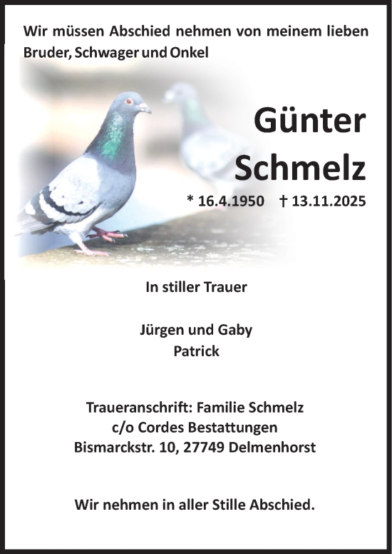 Traueranzeige von Günter Schmelz von DK Medien GmbH & Co. KG