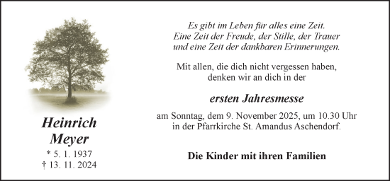 Traueranzeige von Heinrich Meyer von Neue Osnabrücker Zeitung GmbH & Co. KG