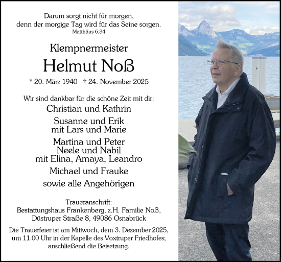 Traueranzeige von Helmut Noß von Neue Osnabrücker Zeitung GmbH & Co. KG