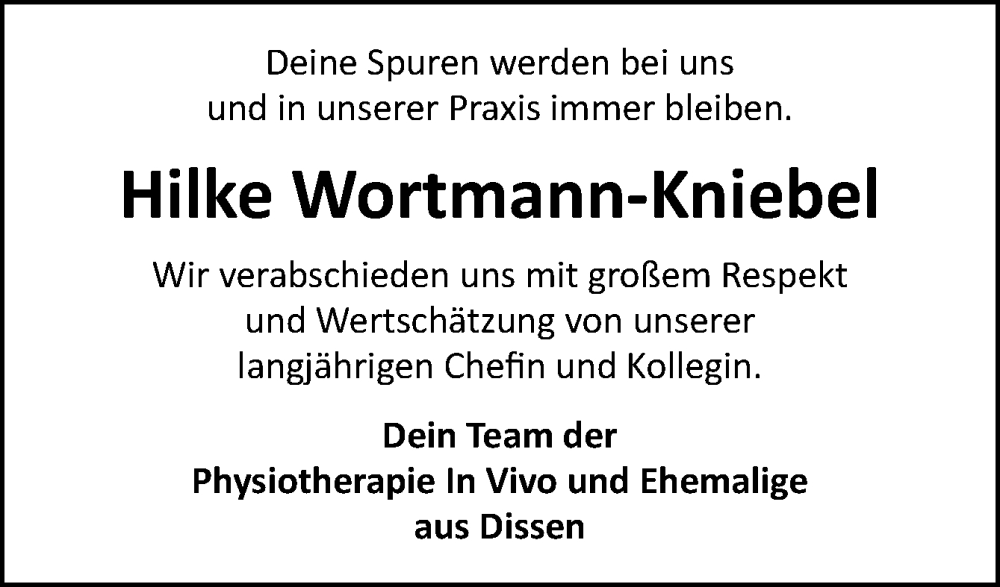  Traueranzeige für Hilke Wortmann-Kniebel vom 08.11.2025 aus Neue Osnabrücker Zeitung GmbH & Co. KG