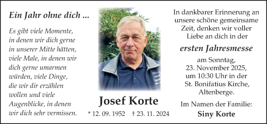 Traueranzeige von Josef Korte von Neue Osnabrücker Zeitung GmbH & Co. KG