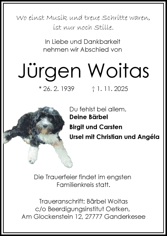 Traueranzeige von Jürgen Woitas von DK Medien GmbH & Co. KG