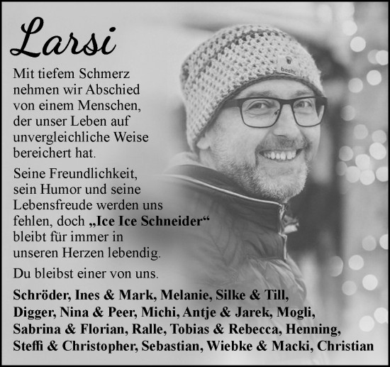 Traueranzeige von Lars Schneider von DK Medien GmbH & Co. KG