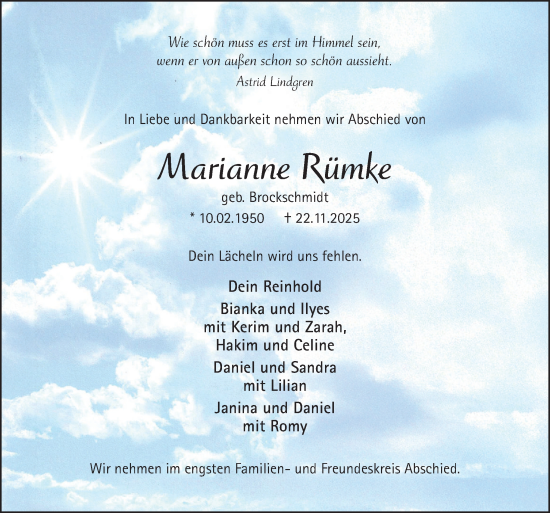 Traueranzeige von Marianne Rümke von Neue Osnabrücker Zeitung GmbH & Co. KG