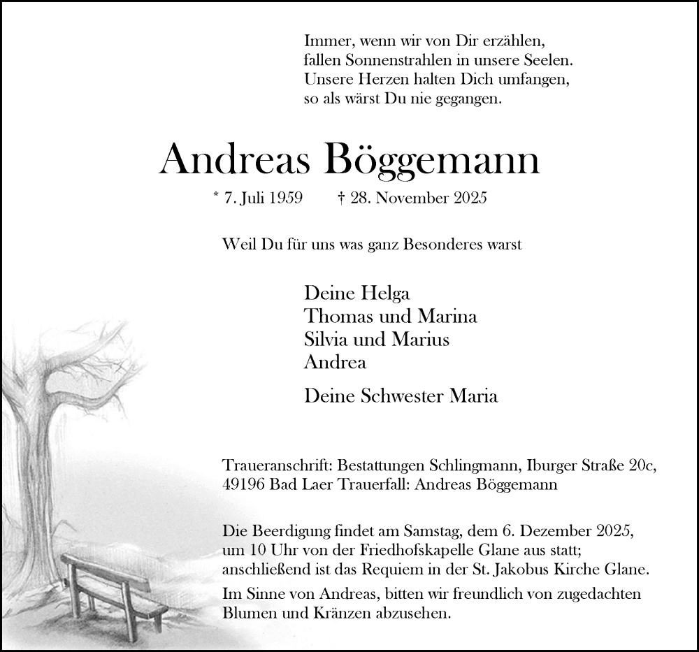  Traueranzeige für Andreas Böggemann vom 03.12.2025 aus Neue Osnabrücker Zeitung GmbH & Co. KG