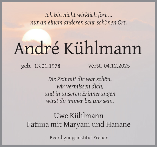 Traueranzeige von André Kühlmann von DK Medien GmbH & Co. KG