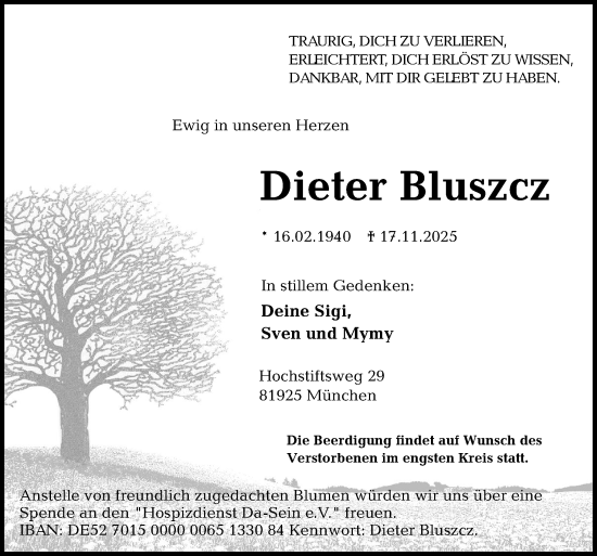Traueranzeige von Dieter Bluszcz von DK Medien GmbH & Co. KG