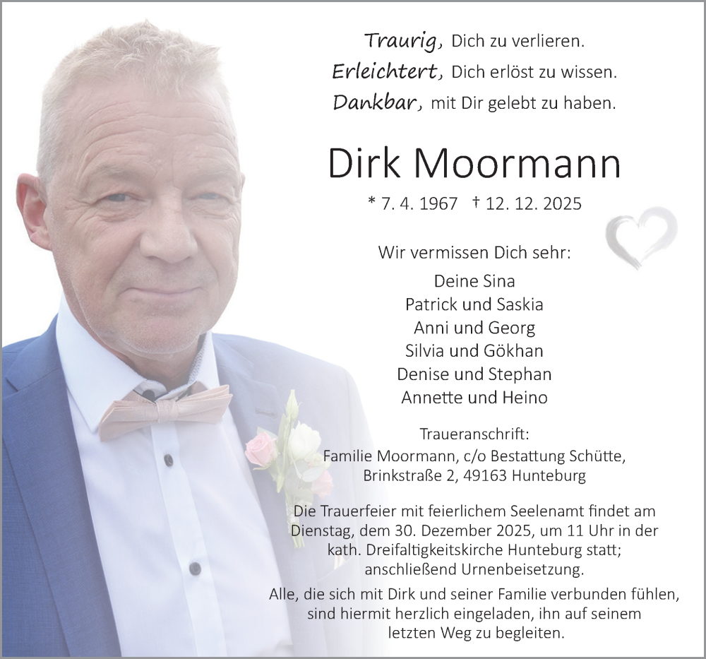  Traueranzeige für Dirk Moormann vom 20.12.2025 aus Neue Osnabrücker Zeitung GmbH & Co. KG