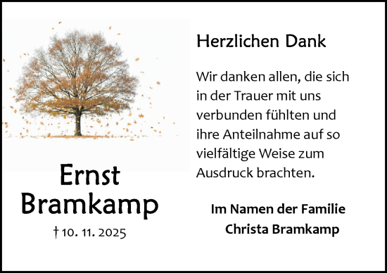 Traueranzeige von Ernst Bramkamp von DK Medien GmbH & Co. KG