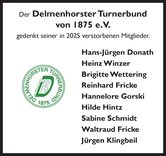 Traueranzeige von Gedenken Vereinsmitglieder  von DK Medien GmbH & Co. KG