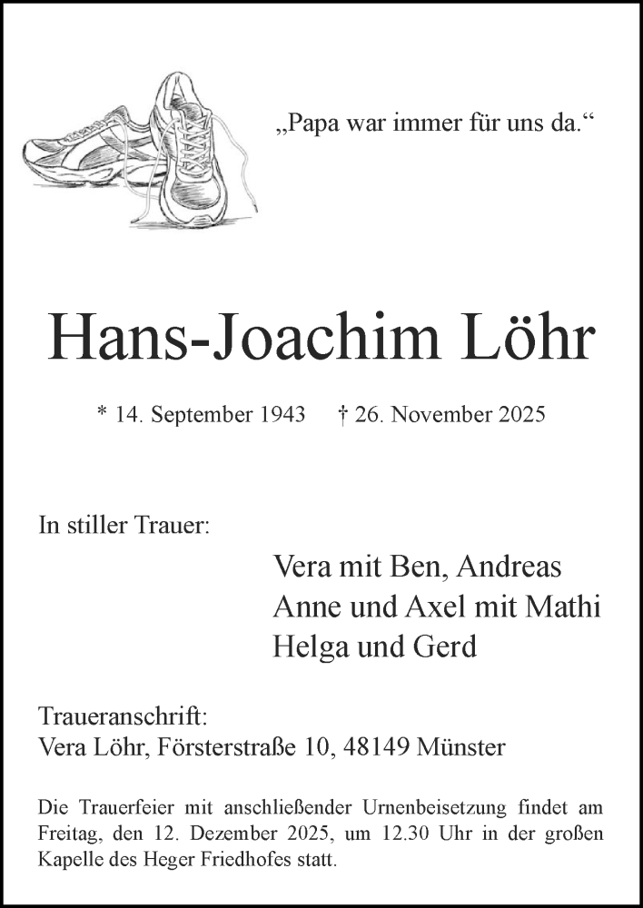  Traueranzeige für Hans-Joachim Löhr vom 06.12.2025 aus Neue Osnabrücker Zeitung GmbH & Co. KG