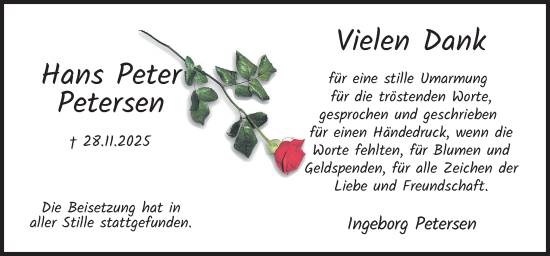 Traueranzeige von Hans Peter Petersen von DK Medien GmbH & Co. KG