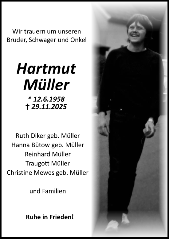 Traueranzeige von Hartmut Müller von DK Medien GmbH & Co. KG