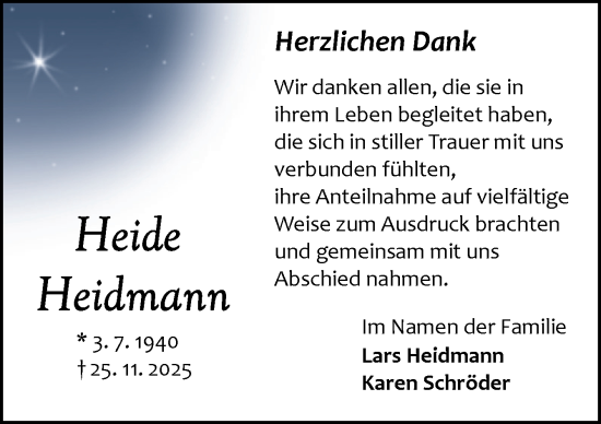 Traueranzeige von Heide Heidmann von DK Medien GmbH & Co. KG