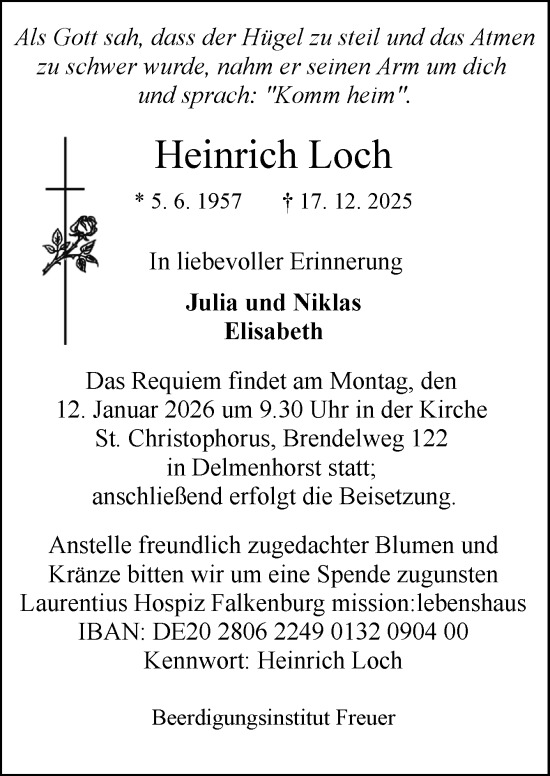 Traueranzeige von Heinrich Loch von DK Medien GmbH & Co. KG