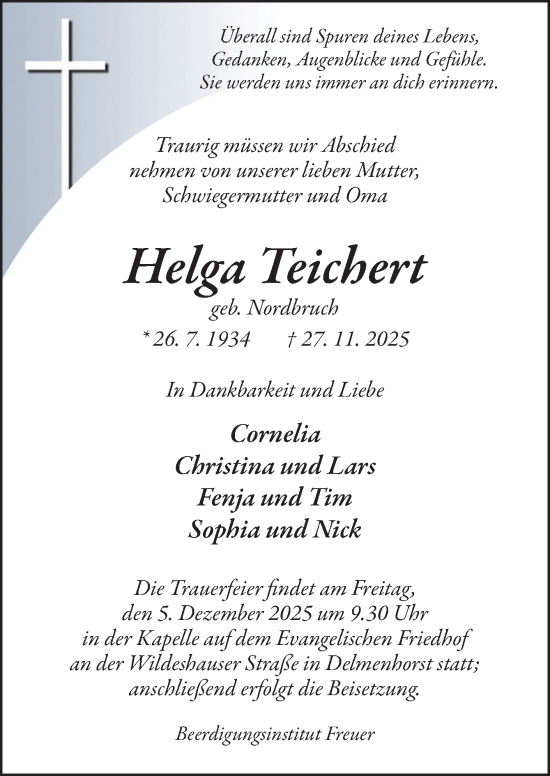 Traueranzeige von Helga Teichert von DK Medien GmbH & Co. KG