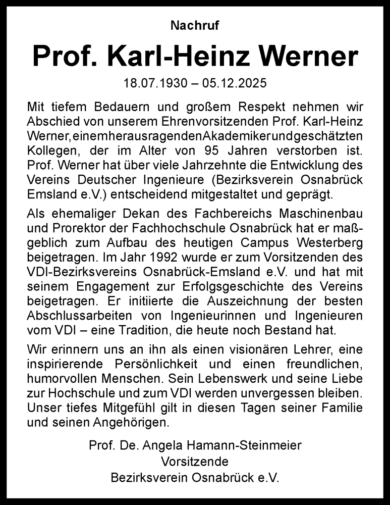  Traueranzeige für Karl-Heinz Werner vom 20.12.2025 aus Neue Osnabrücker Zeitung GmbH & Co. KG