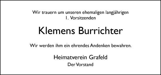 Traueranzeige von Klemens Burrichter von Neue Osnabrücker Zeitung GmbH & Co. KG