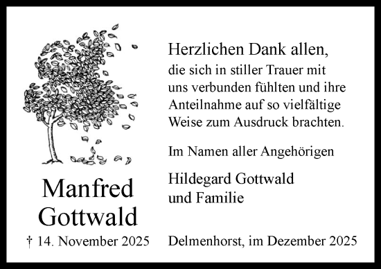 Traueranzeige von Manfred Gottwald von DK Medien GmbH & Co. KG