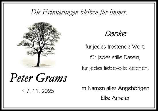 Traueranzeige von Peter Grams von DK Medien GmbH & Co. KG