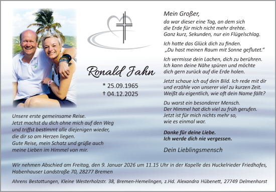 Traueranzeige von Ronald Jahn von DK Medien GmbH & Co. KG