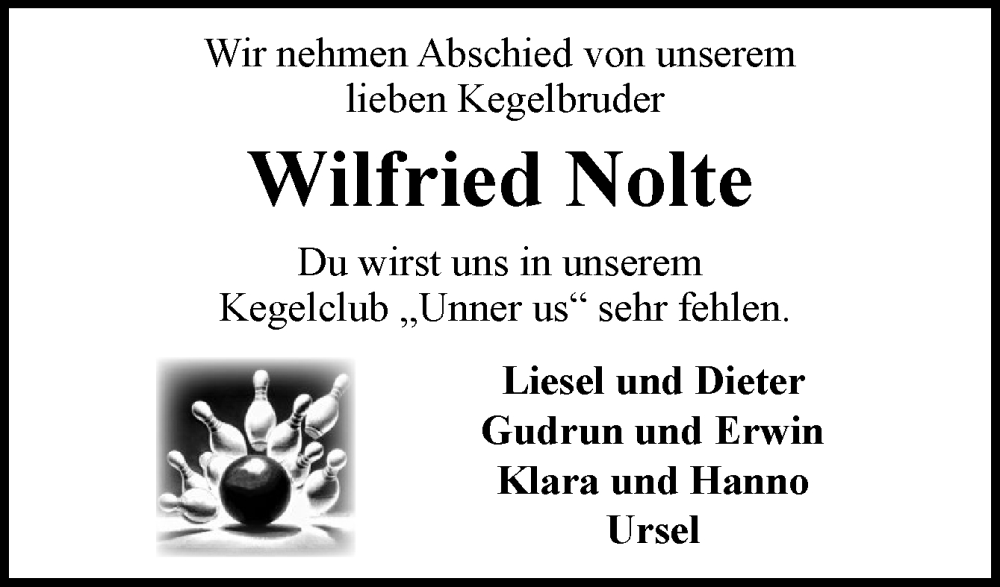 Traueranzeige für Wilfried Nolte vom 13.12.2025 aus DK Medien GmbH & Co. KG