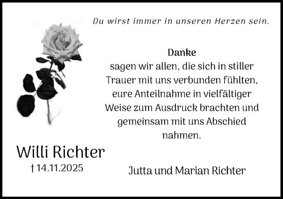 Traueranzeige von Willi Richter von DK Medien GmbH & Co. KG