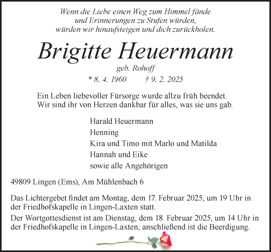 Traueranzeige von Brigitte Heuermann von Neue Osnabrücker Zeitung GmbH & Co. KG