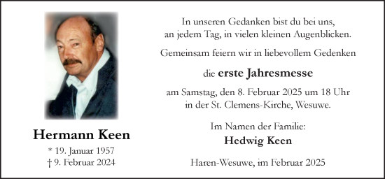 Traueranzeige von Hermann Keen von Neue Osnabrücker Zeitung GmbH & Co. KG