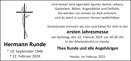 Traueranzeige von Hermann Runde von Neue Osnabrücker Zeitung GmbH & Co. KG