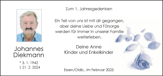 Traueranzeige von Johannes Diekmann von Neue Osnabrücker Zeitung GmbH & Co. KG