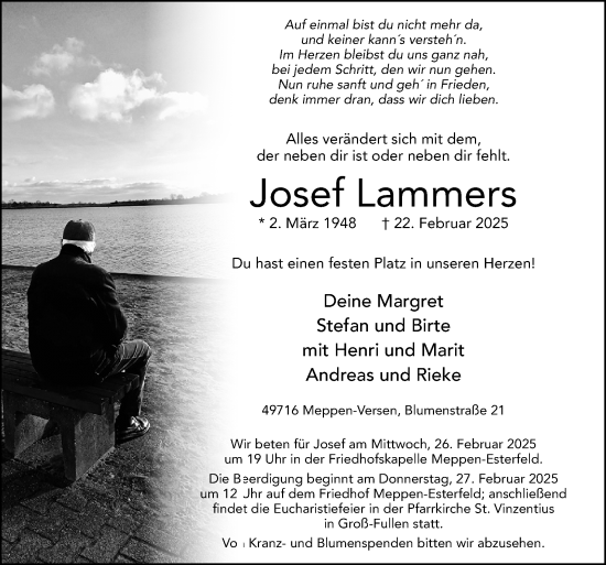 Traueranzeige von Josef Lammers von Neue Osnabrücker Zeitung GmbH & Co. KG