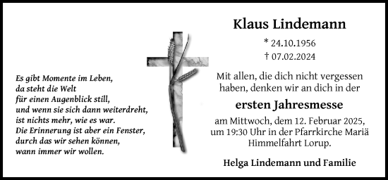 Traueranzeige von Klaus Lindemann von Neue Osnabrücker Zeitung GmbH & Co. KG