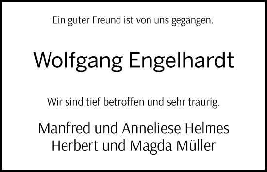 Traueranzeige von Wolfgang Engelhardt von DK Medien GmbH & Co. KG