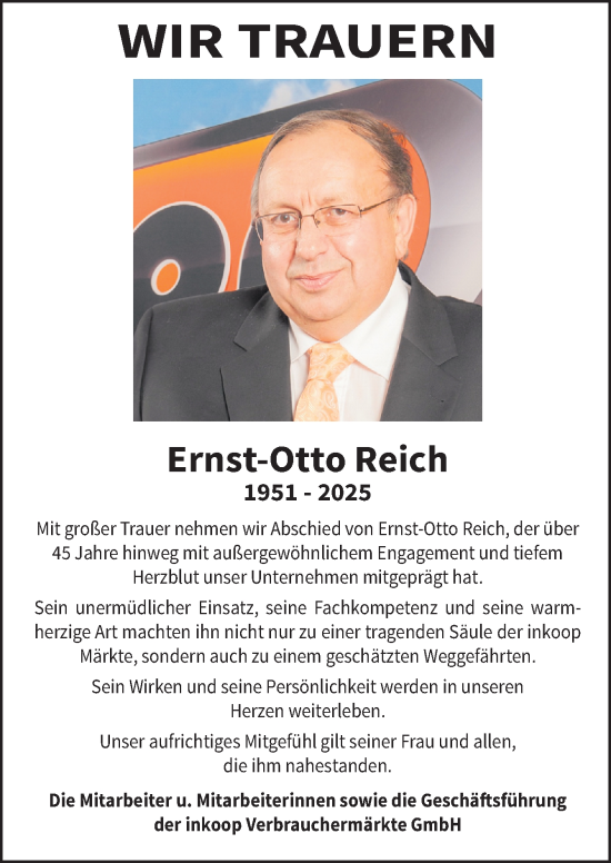 Traueranzeige von Ernst-Otto Reich von DK Medien GmbH & Co. KG